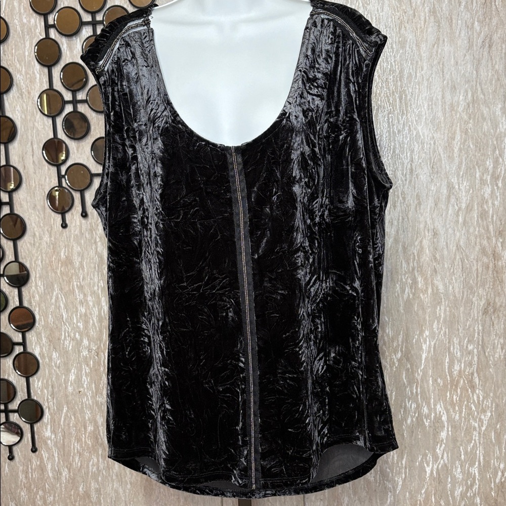 Rock & Republic Black Velvet Sleeveless Blouse